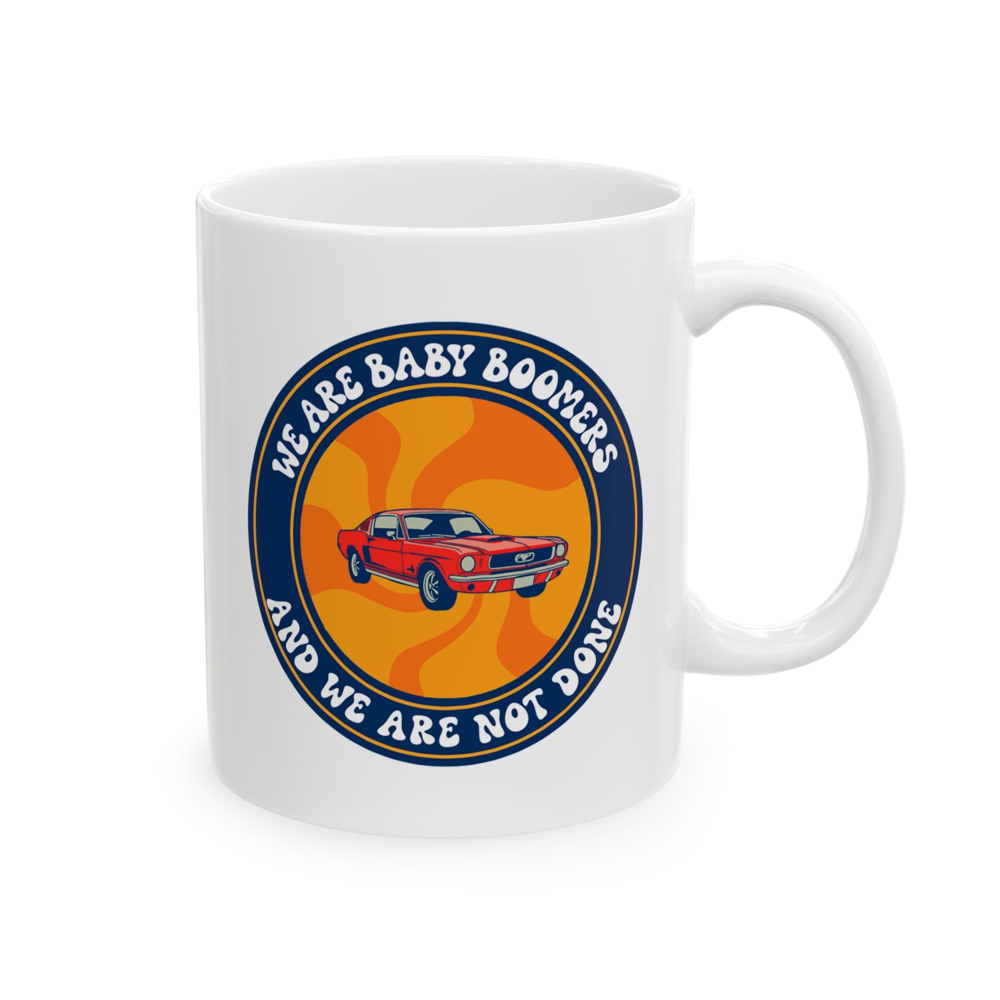 Ceramic Mug — Retro Orange Badge Coffee Cup (11oz/15oz)