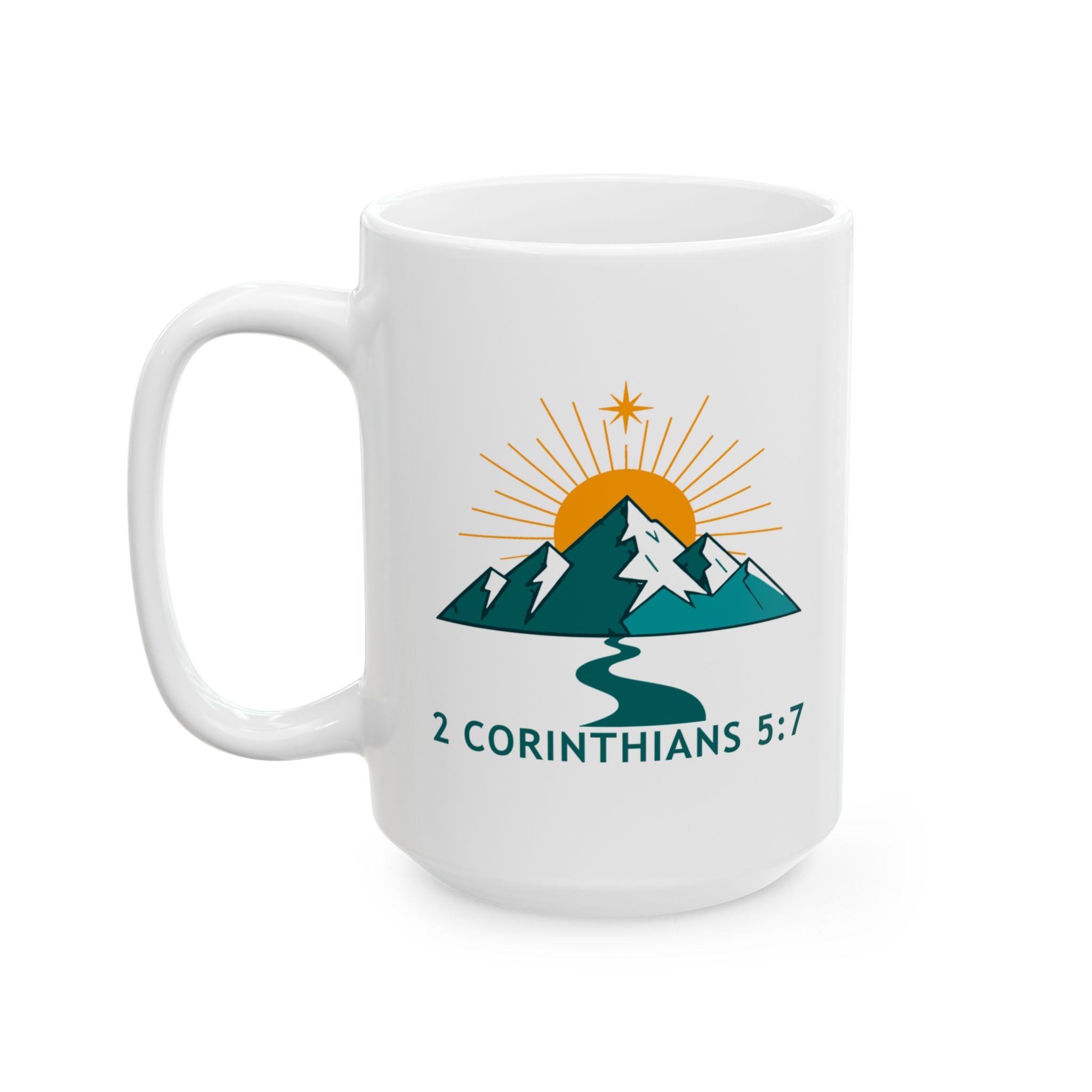 Faith Mountain Mug - "Walk by Faith Not by Sight" Christian Coffee Cup (11oz/15oz)