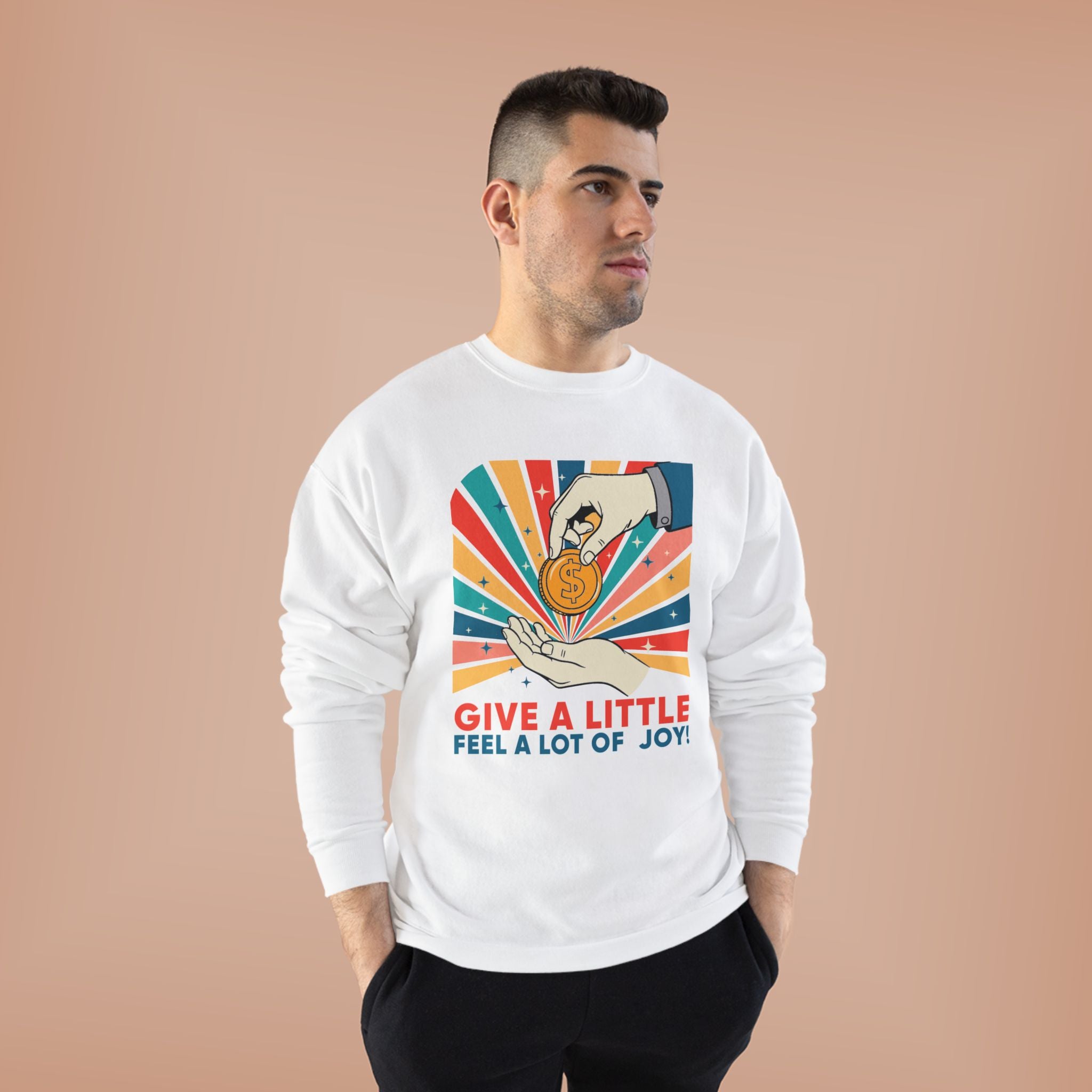 Charity Retro Crewneck Sweatshirt — "Give a Little, Feel a Lot of Joy!"