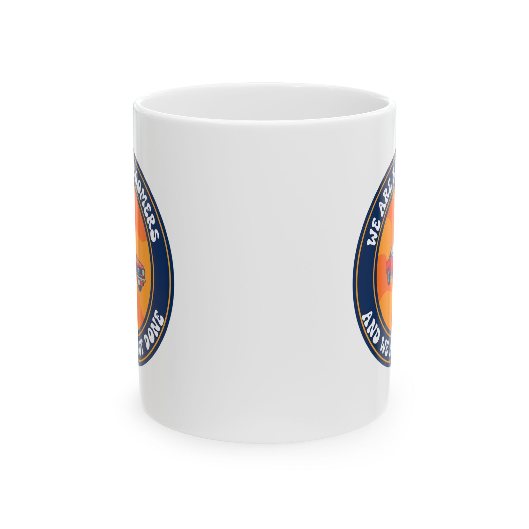 Ceramic Mug — Retro Orange Badge Coffee Cup (11oz/15oz)