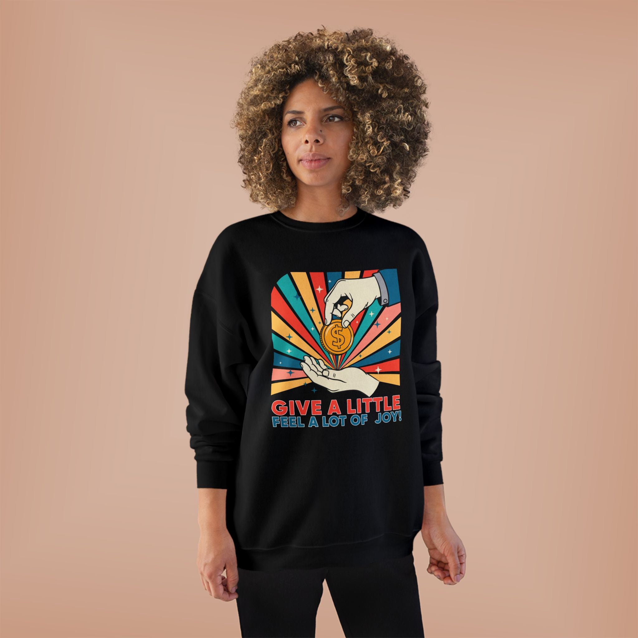 Charity Retro Crewneck Sweatshirt — "Give a Little, Feel a Lot of Joy!"