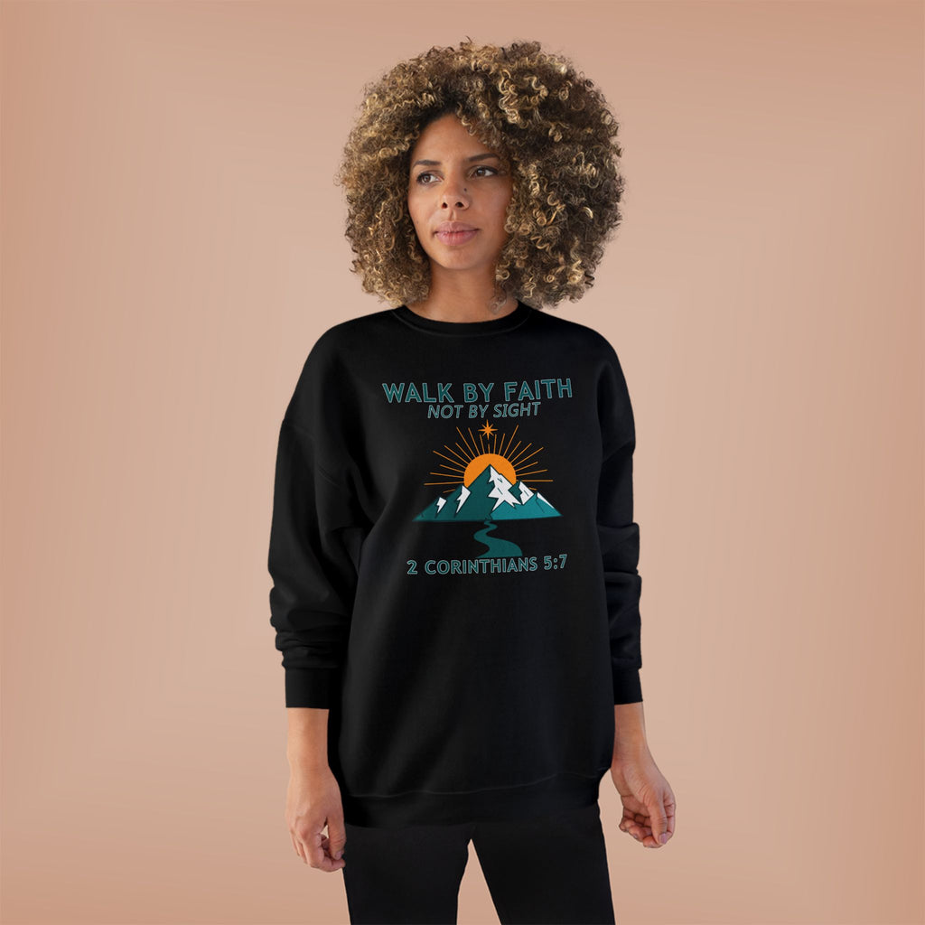 Faith Hike Crewneck Sweatshirt — "Walk By Faith, Not By Sight" (2 Corinthians 5:7)