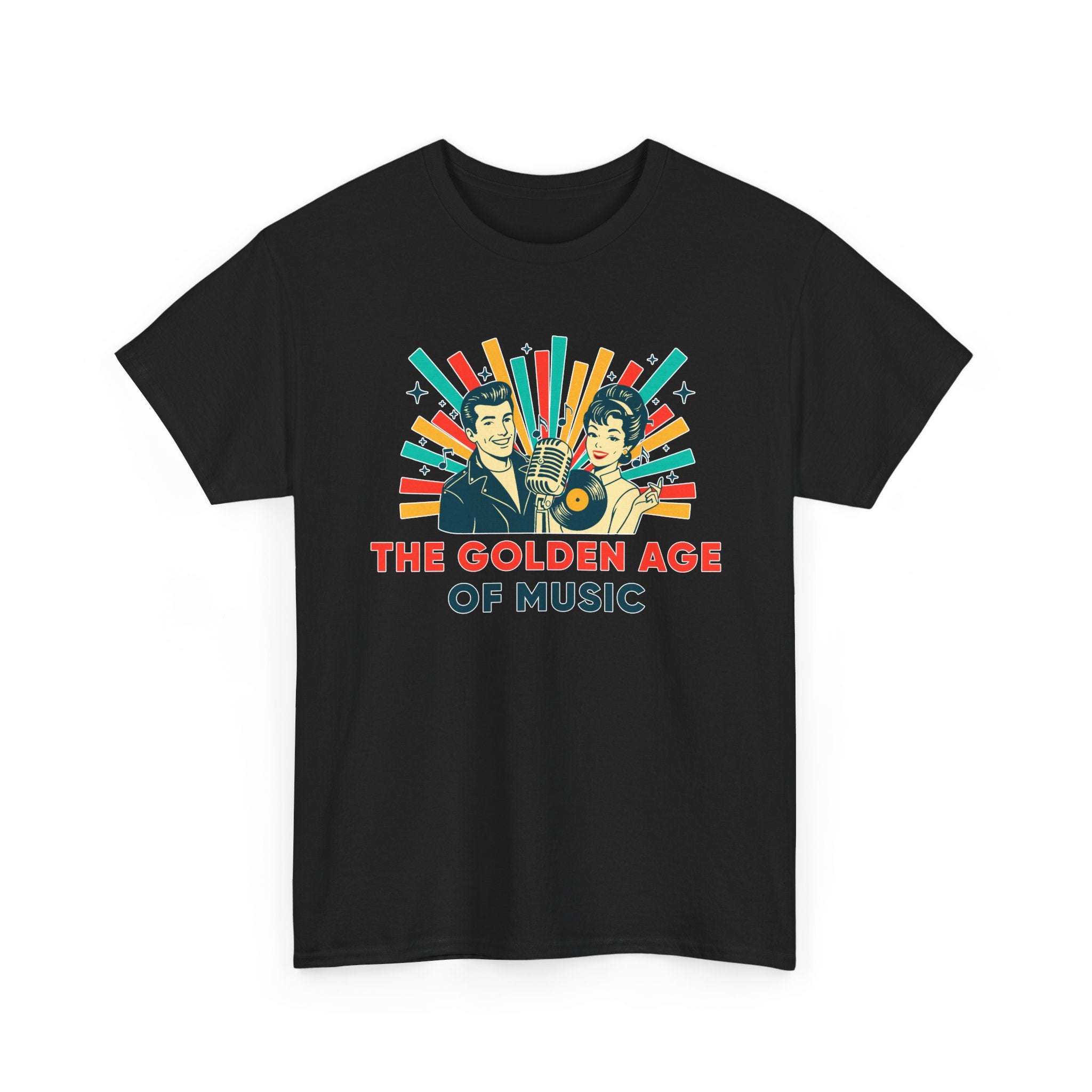 Vintage Music Vibes Unisex Heavy Cotton Tee - Celebrate the Golden Age of Music