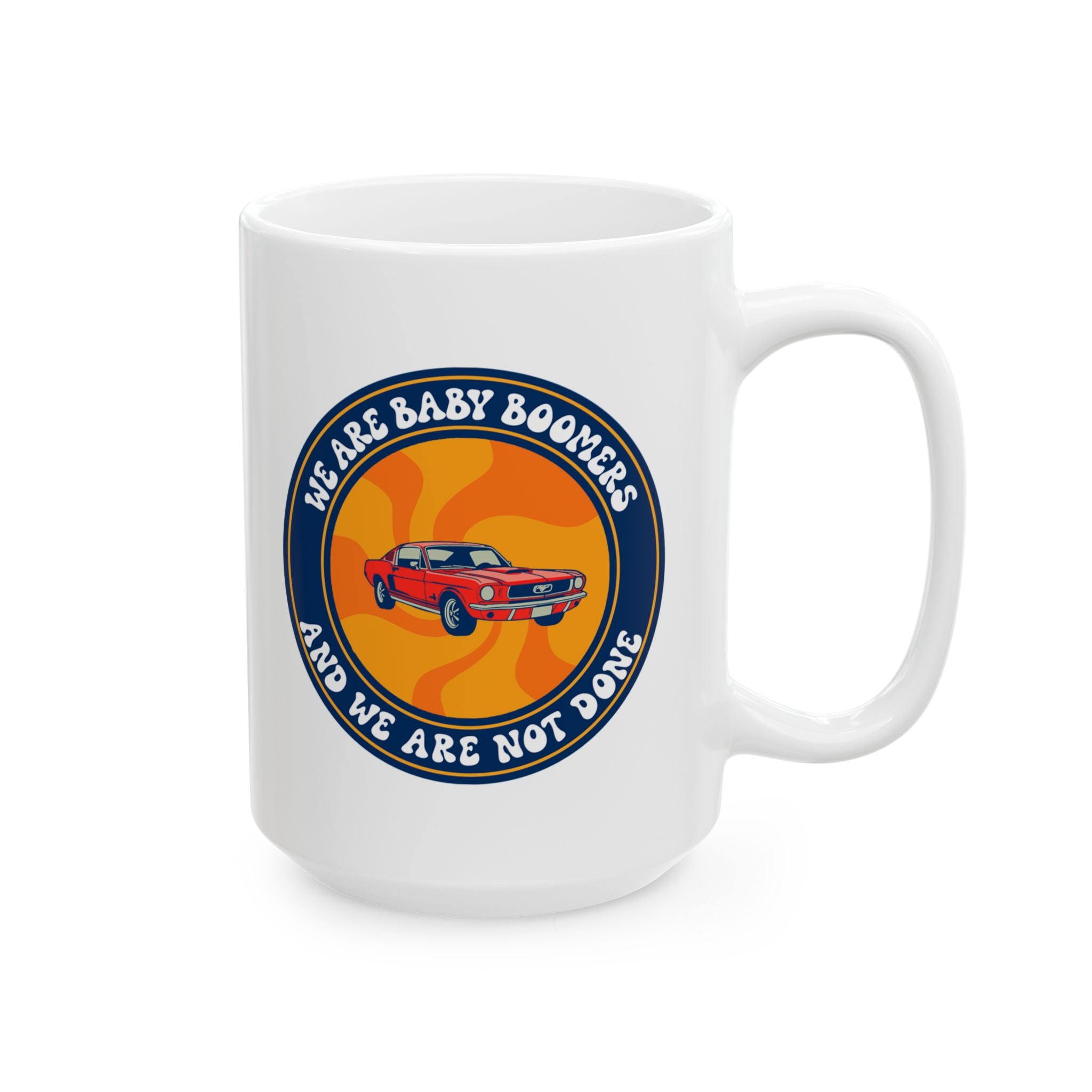 Ceramic Mug — Retro Orange Badge Coffee Cup (11oz/15oz)