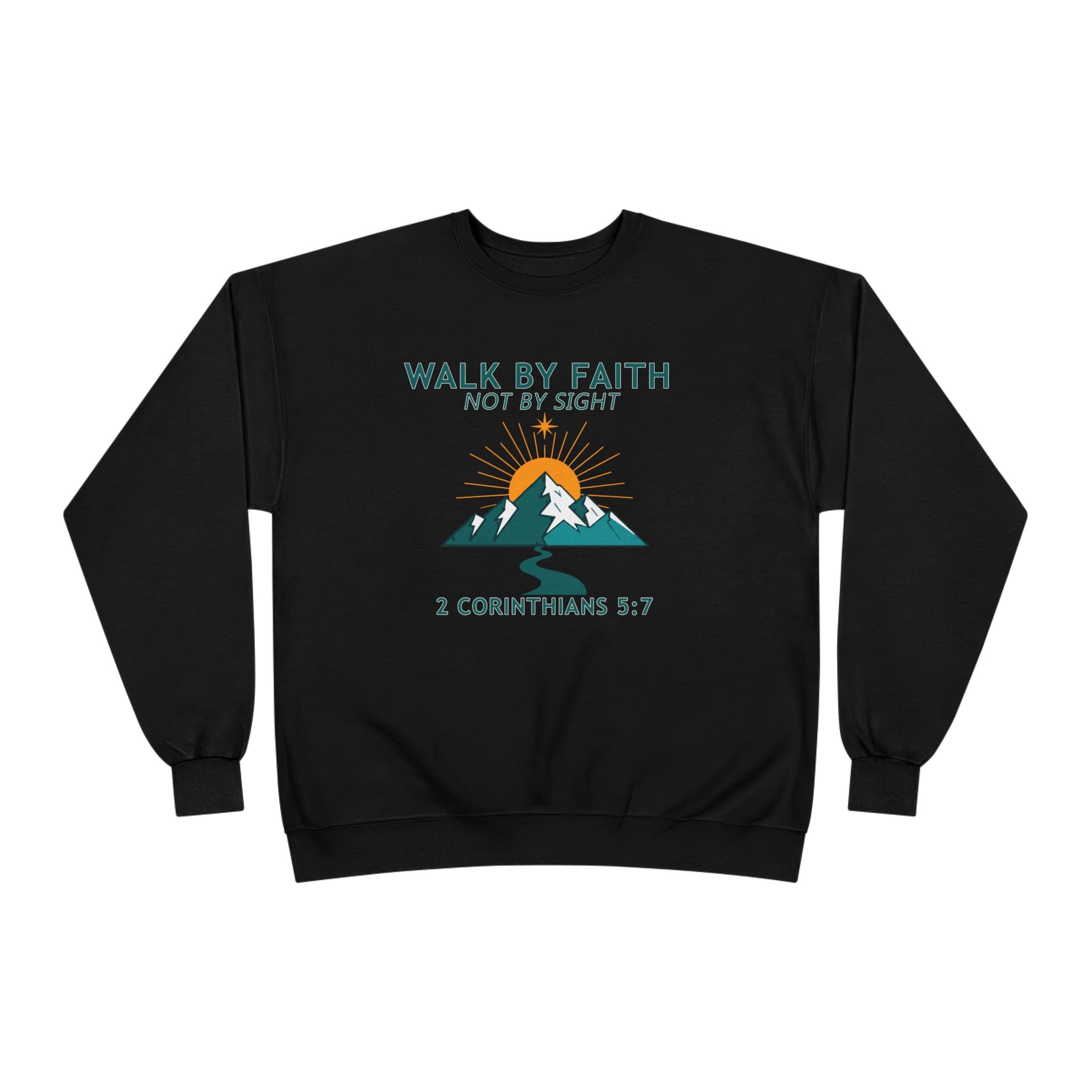 Faith Hike Crewneck Sweatshirt — "Walk By Faith, Not By Sight" (2 Corinthians 5:7)
