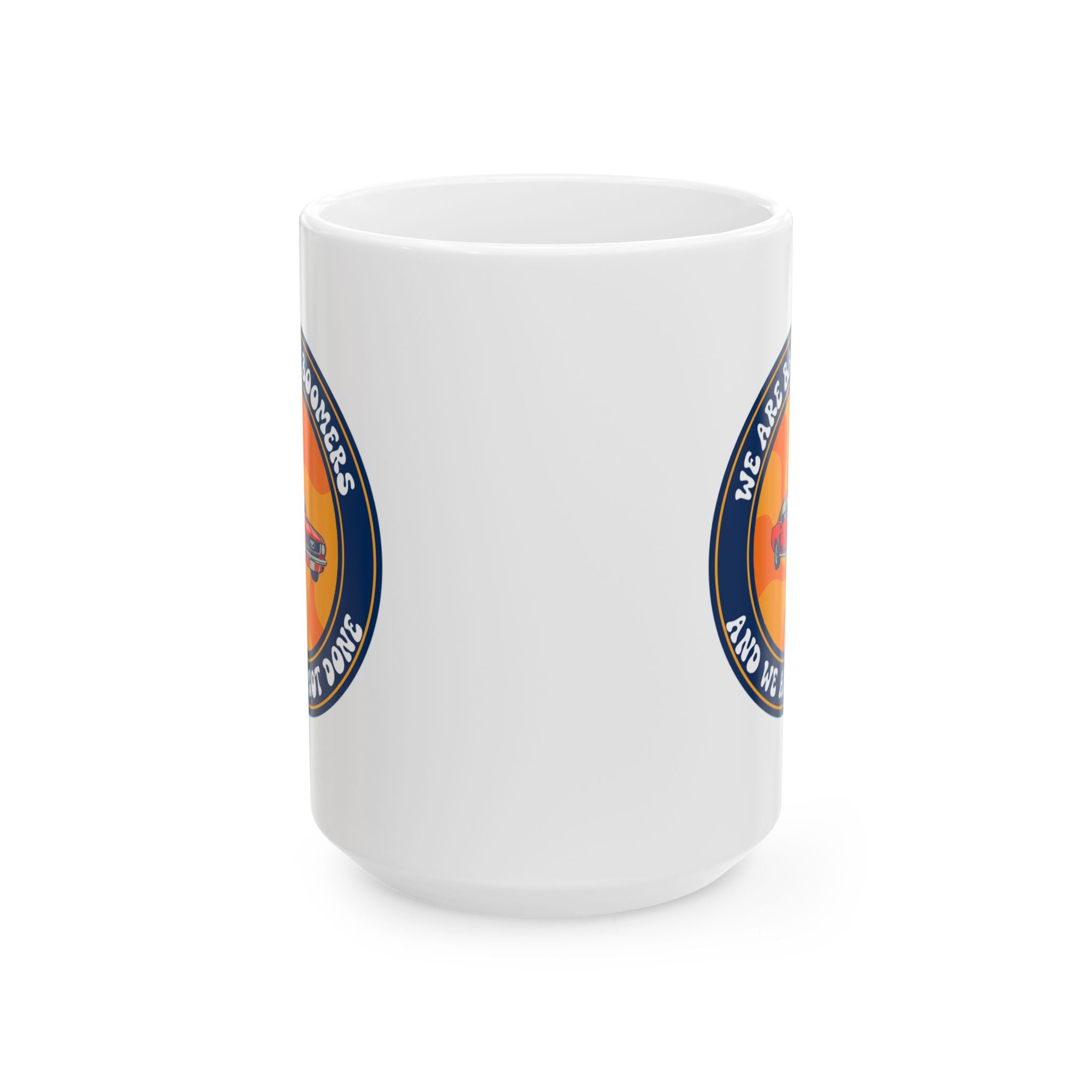 Ceramic Mug — Retro Orange Badge Coffee Cup (11oz/15oz)